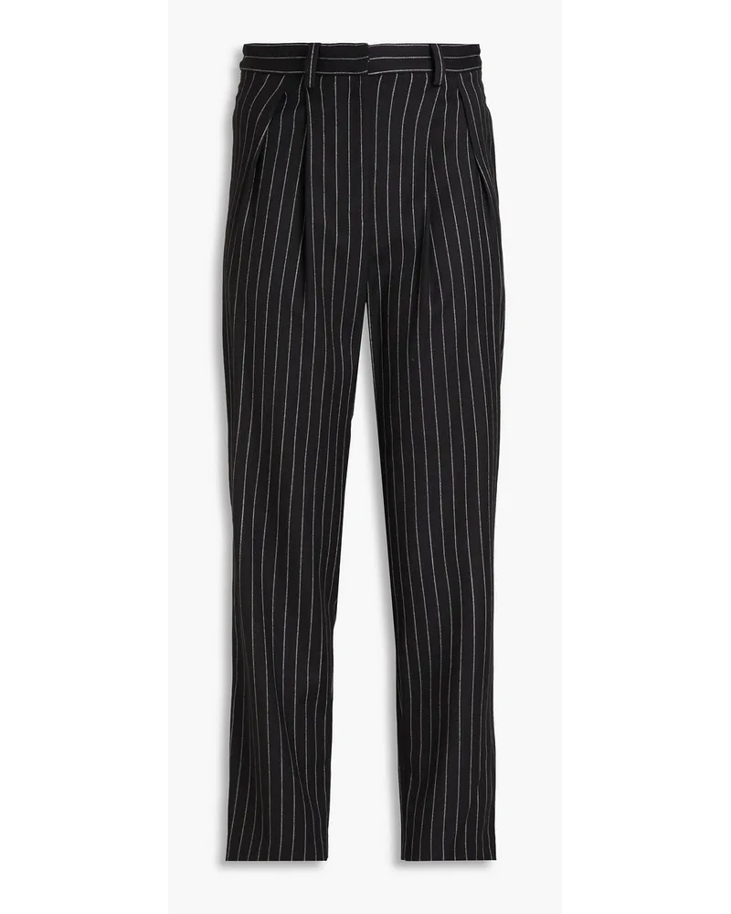 IRO Pleated pinstriped wool-blend tapered pants - Black Black