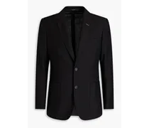 Slim-fit wool and mohair-blend ripstop blazer - Black