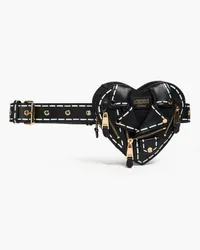 Moschino Painted leather belt bag - Black Black