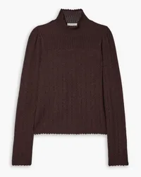 DÔEN Minou pointelle-knit alpaca and silk-blend turtleneck sweater - Brown Brown