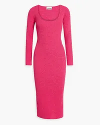 Ganni Marled ribbed-knit midi dress - Pink Pink