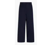 Cropped twill wide-leg pants - Blue