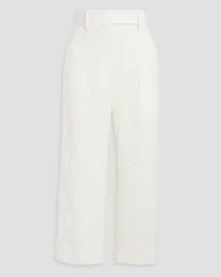 Oscar de la Renta Cropped cotton-blend guipure lace wide-leg pants - White White