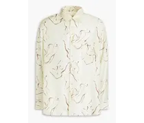 Printed silk-twill shirt - White