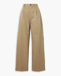 Maison Margiela Checked wool-paneled gabardine wide-leg pants - Neutral Neutral