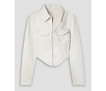 Cropped denim jacket - White