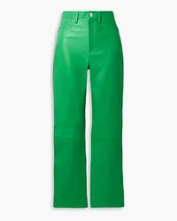 ROTATE Birger Christensen Lynn leather straight-leg pants - Green Green