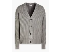 Capri ribbed wool and cashmere-blend cardigan - Gray