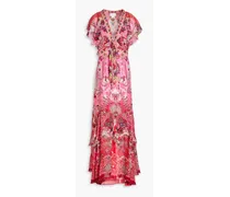 Palisades embellished paisley-print silk-chiffon maxi dress - Pink