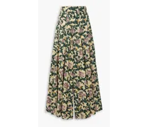 Gaita floral-print ECOVERO-blend jacquard wide-leg pants - Yellow