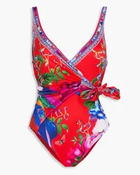 Camilla Tie-detailed printed swimsuit - Red Red