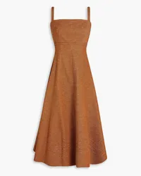 EMILIA WICKSTEAD Freya cotton-blend twill midi dress - Brown Brown