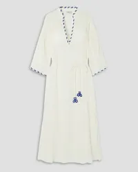 Tory Burch Crochet-trimmed ramie and cotton-blend gauze midi dress - White White