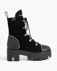 Giuseppe Zanotti Daikiri 20 zip-detailed leather and suede platform combat boots - Black Black