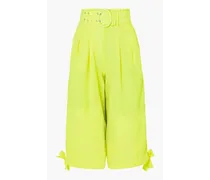 Neon cropped crepe wide-leg pants - Yellow