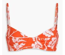 Lua floral-print underwired bikini top - Orange