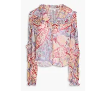 Andri floral-print silk-chiffon shirt - Blue