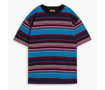 Striped cotton-jersey T-shirt - Burgundy