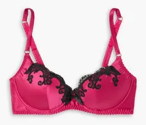 Molly Leavers lace-trimmed stretch-silk satin balconette bra - Pink