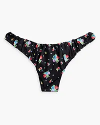 Caroline Constas Dorit gathered floral-print low-rise bikini briefs - Black Black