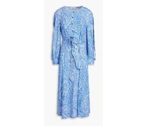 Alice belted printed midi shirt dress - Blue