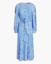 Rodebjer Alice belted printed midi shirt dress - Blue Blue