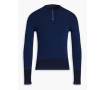 La Maille ribbed-knit half-zip sweater - Blue