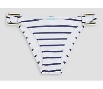 Paris striped mid-rise bikini briefs - White