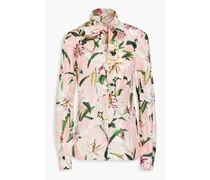 Floral-print silk-satin shirt - Pink