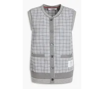 Checked cotton-blend tweed vest - Gray