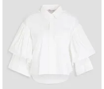 Cotton-blend poplin shirt - White