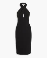 Black Halo Samara twist-front cutout crepe halterneck midi dress - Black Black