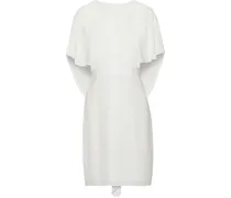 Cape-effect washed crepe mini dress - White
