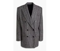 Double-breasted pinstriped wool-blend felt blazer - Gray