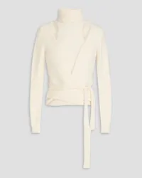 Ganni Cutout alpaca-blend turtleneck wrap sweater - White White