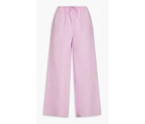 Linen-blend wide-leg pants - Pink