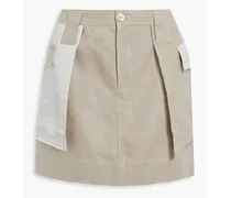 Shell-paneled linen mini skirt - Neutral