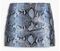 Minerva wrap-effect snake-effect leather mini skirt - Blue