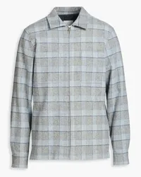 Sandro Checked wool-blend overshirt - Blue Blue