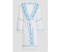 Kara fringed embroidered mousseline coverup - White