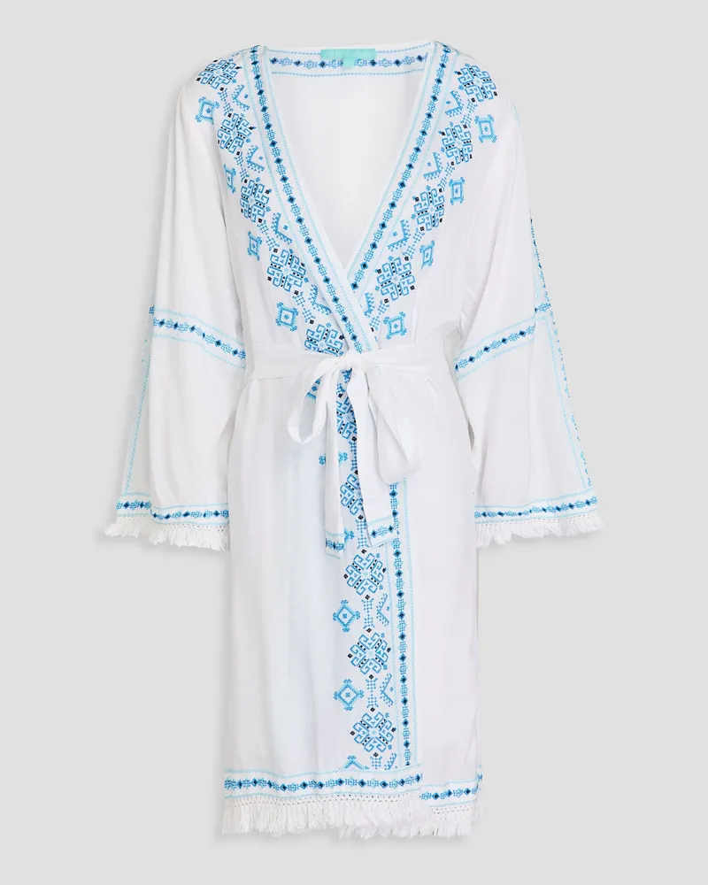 Melissa Odabash Kara fringed embroidered mousseline coverup - White White