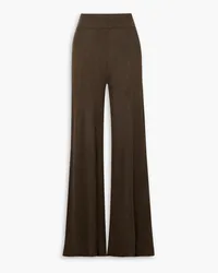 Ninety Percent Christa metallic ribbed-knit straight-leg pants - Brown Brown