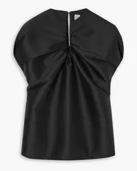 Totême Gathered duchesse-satin top - Black Black