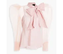 Bow-embellished taffeta and point d'esprit blouse - Pink