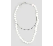 Silver-tone faux pearl necklace - White