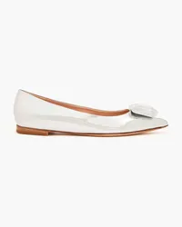 Gianvito Rossi Jaipur crystal-embellished mirrored-leather point-toe flats - Metallic Metallic