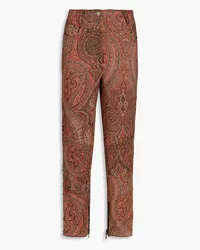 Etro Paisley-print wool and silk-blend straight-leg pants - Brown Brown