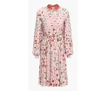 Valentino Garavani Pintucked floral-print silk crepe de chine dress - Pink Pink