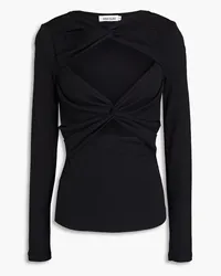 Anna Quan Cutout twisted stretch-cotton jersey top - Black Black