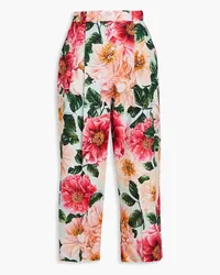 Dolce & Gabbana Cropped floral-print cotton-poplin wide-leg pants - Pink Pink